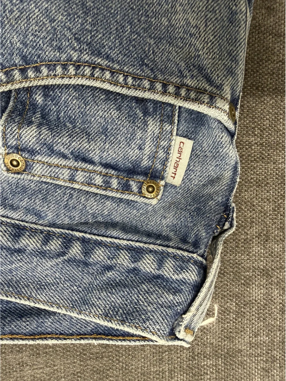 Carhartt Light Blue Straight Leg Jeans with Paint Stains